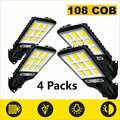 1/2/4Pack Solar Street Lights, 108 COB LED Outdoor Wall Lights with Remote Control and Motion Sensor, Adjustable 3 Modes 1000mah