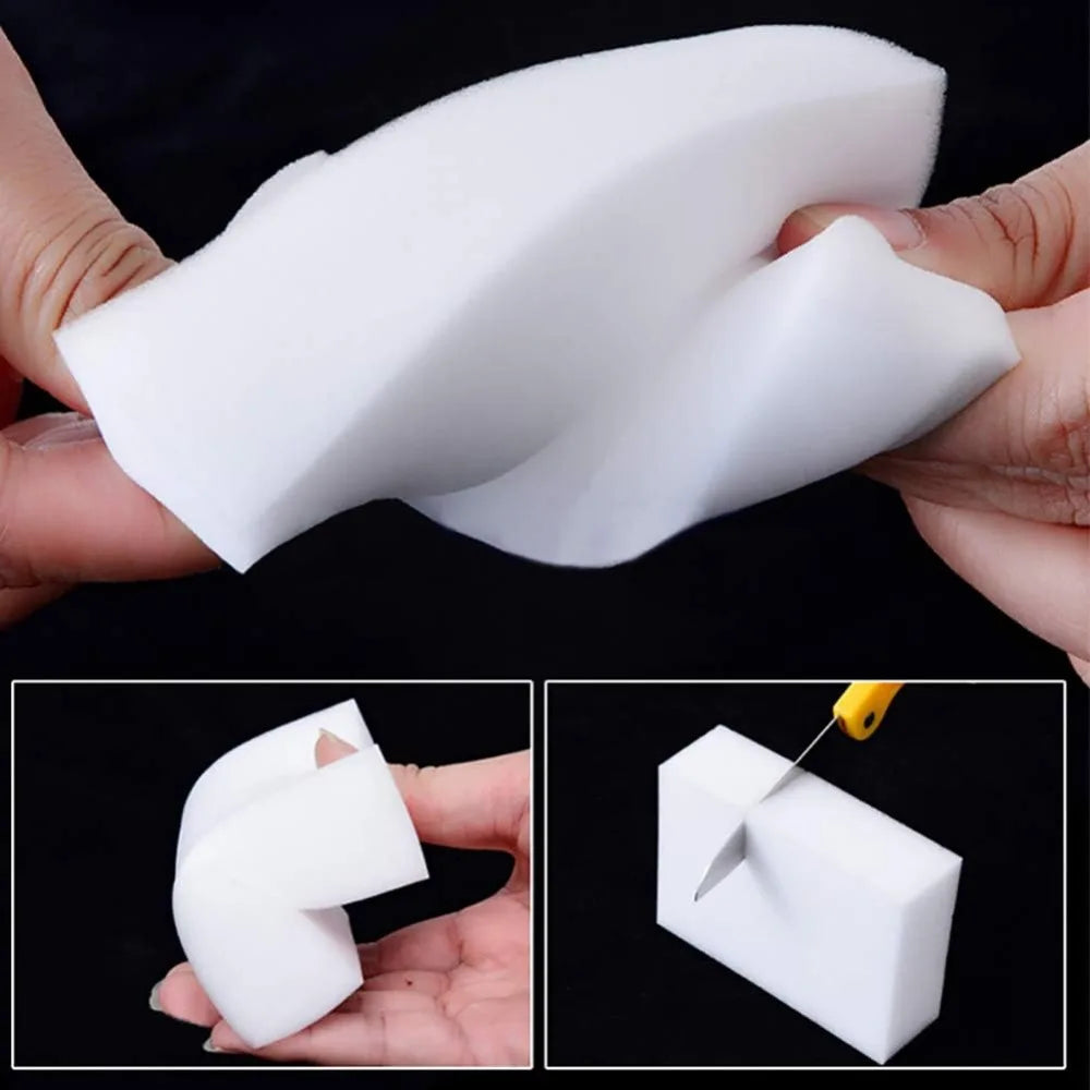 100-Pack Extra-Thick Magic Sponge Erasers: Long-Lasting Melamine Cleaning Pads for Multi-Surface Scrubbing