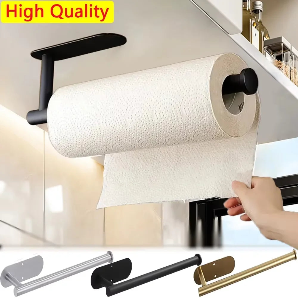 Wall Mounted Self Adhesive Paper Towel Holder Toilet Roll Rack Napkin Dispenser Kitchen Bathroom Accessories