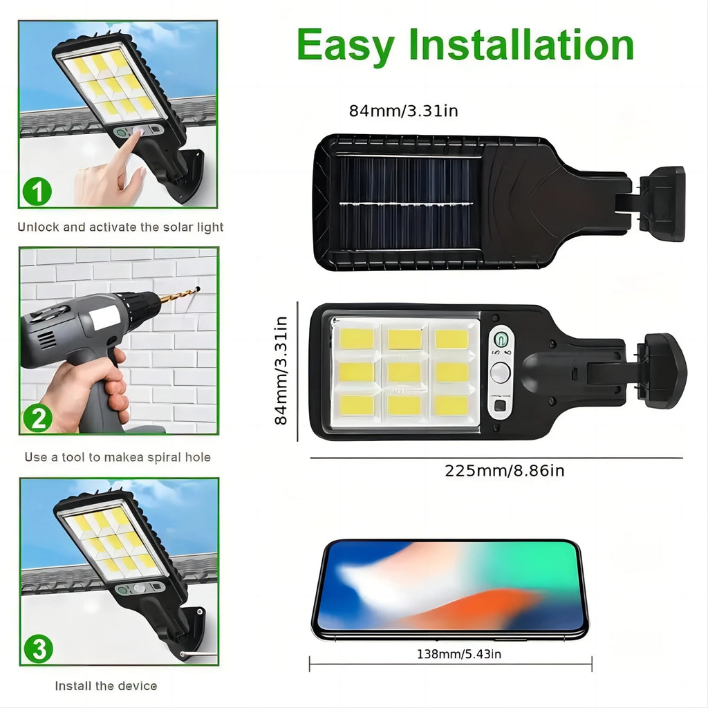 1/2/4Pack Solar Street Lights, 108 COB LED Outdoor Wall Lights with Remote Control and Motion Sensor, Adjustable 3 Modes 1000mah