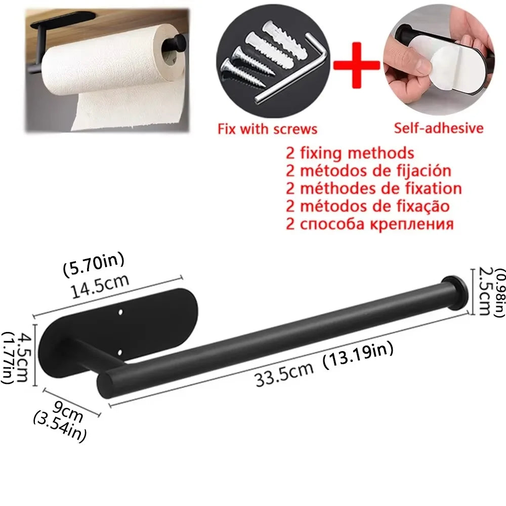 Wall Mounted Self Adhesive Paper Towel Holder Toilet Roll Rack Napkin Dispenser Kitchen Bathroom Accessories