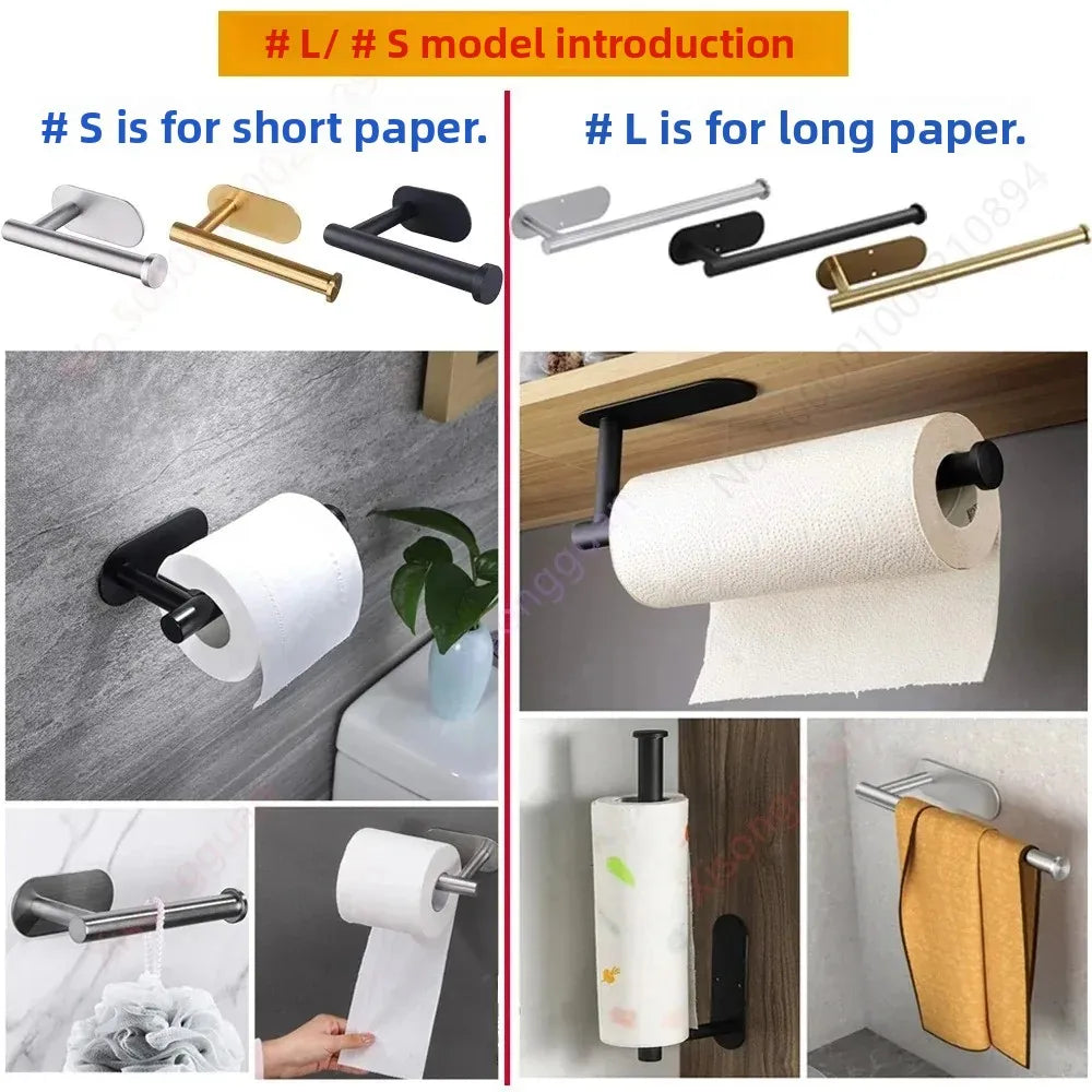 Wall Mounted Self Adhesive Paper Towel Holder Toilet Roll Rack Napkin Dispenser Kitchen Bathroom Accessories
