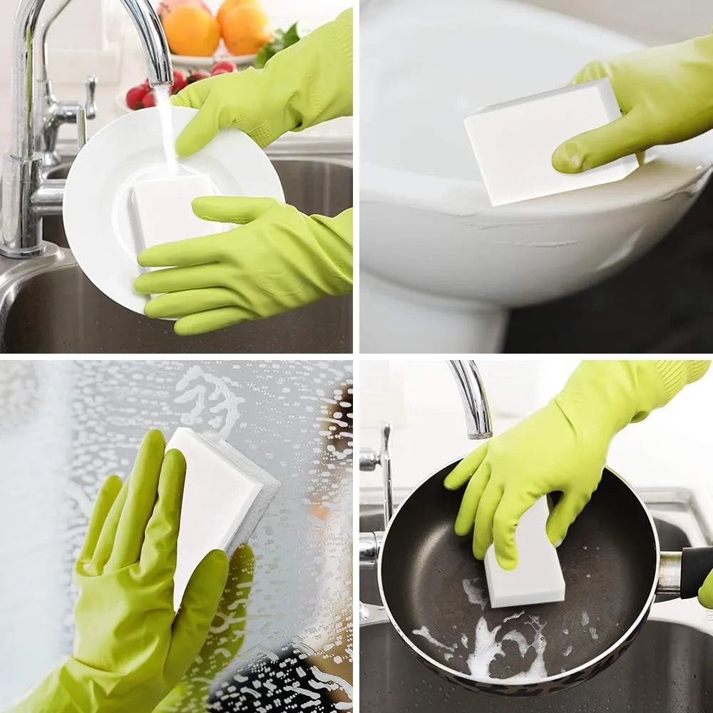 100-Pack Extra-Thick Magic Sponge Erasers: Long-Lasting Melamine Cleaning Pads for Multi-Surface Scrubbing